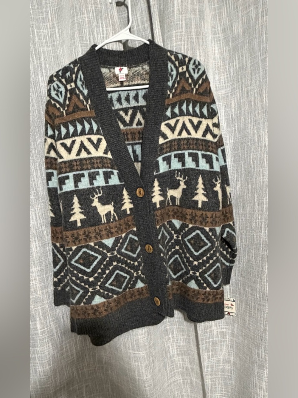 Womens 2X/3X Aztec Deer Cardigan Southwestern Boho Cozy Oversized Sweater NWT
